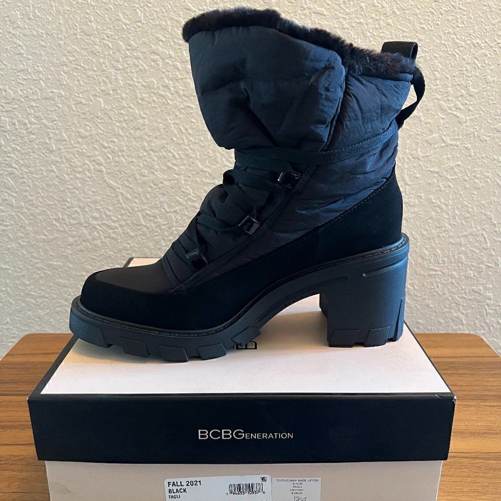 BCBGENERATION  Faux Fur Tagli Hiker Booties - Sz 8.5 - Black - Picture 5 of 8